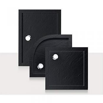 Piatto Doccia Slim 75x75x4 cm Quadrato Acrilico Bordato Antracite Effetto Pietra Mod. Flower