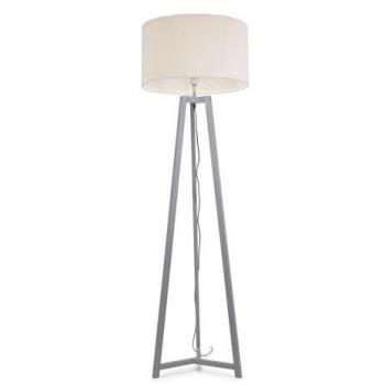 Cream Boucle Drum Tripod Floor Lamp by ValueLights, Lottie Grey, LED Included