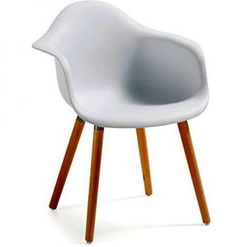 Chaise Kevya Kave Home : blanc, accoudoirs, pieds hêtre