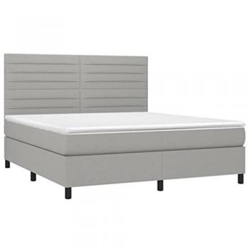 VidaXL Boxspringbett mit Matratze und LED-Lichtsystem Hellgrau 160x200 cm