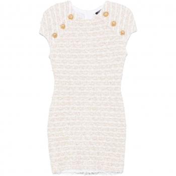 Balmain Ivory Tweed Skirt-Length Dress – Women’s 38