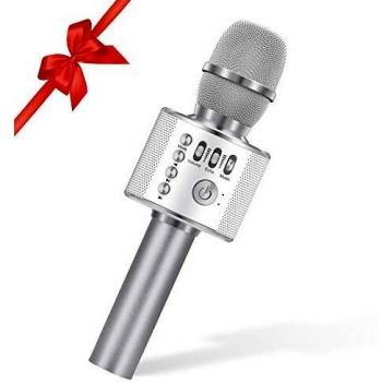 Teaisiy Wireless Bluetooth Karaoke Microphone, 4 in 1 Magic Sound Portable Handheld Kids Karaoke Machine for Home KTV/Outdoor with LED Lights, Compatible with Android & iOS/PC