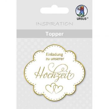 Dekotopper Hochzeits-Einladung von URSUS, Weiß/Gold