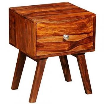 Mesita de Noche con Cajón de Madera Maciza 55 cm