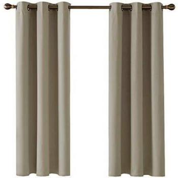 Deconovo Verdunkelungsvorhänge Vorhänge Blickdicht Kälteschutz Gardinen, 160x107cm(HöhexBreite), Schwarz, 2er Set