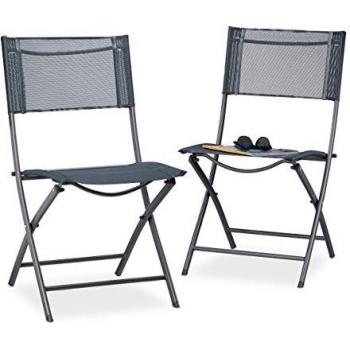 Set di sedie pieghevoli outdoor in metallo e plastica – 87x55x48 cm – Relaxdays Antrachite