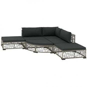 VidaXL Set Lounge da Giardino 6 pz con Cuscini in Polyrattan Grigio
