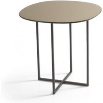 Tavolino in Metallo con Piano in Vetro Bronzo Ginni 50