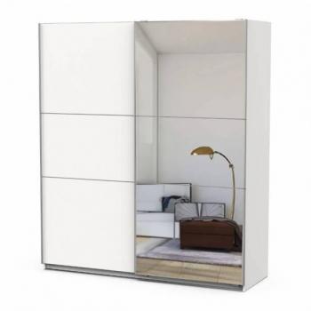 Armario Alto con Espejo para Dormitorio Blanco 203x178 cm