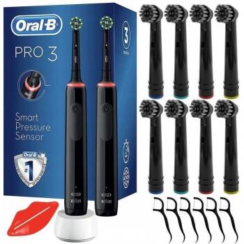 Set di Due Spazzolini Elettrici Oral‑B Pro 3 3900 in Nero con Accessori