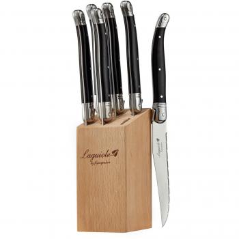 FlyingColors Laguiole Black Handle Steak Knife Set, 6 Pieces