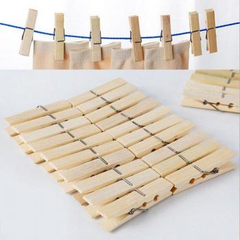 Élastiques à linge en bois naturel 60 mm – boîte de 20