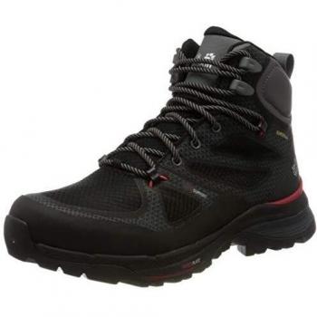 Jack Wolfskin Force Striker Texapore Mid W, Chaussures de Randonnée Hautes Femme, Noir (Black/Red 6047), 41 EU