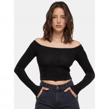 Pull longue pailletée, épaules déguisées, mode femme