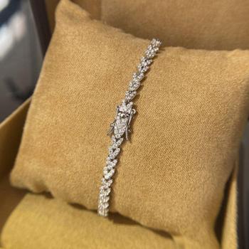 Accesorio de boda pulsera de trigo en plata de ley 925, joyería fina para mujeres