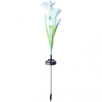 Lampe de jardin solaire à piquet blanc