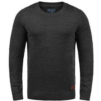 BHLars Blend-Strickpullover Herren XL – Schwarzer Feinstrick mit Rundhalsausschnitt