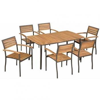VidaXL Set Tavolo e Sedie da Giardino 7 pz in Acacia e Acciaio