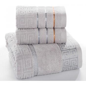 Plaid Cotton Towel Set for Adult Bathroom 650g 3pcs