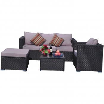 Yakoé 5-Person Rattan Garden Furniture Set with Table