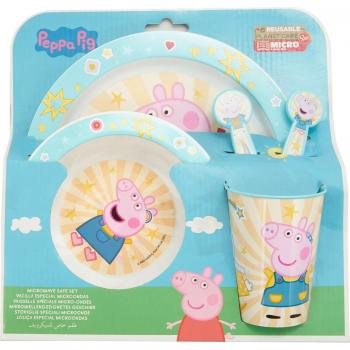 Tinisu Stoviglie + Posate per Bambini Set di 5 pezzi in plastica Peppa Wutz