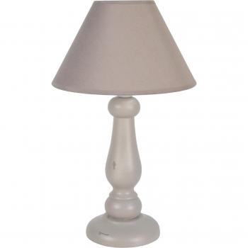 Lampe de chevet colonne bois taupe – Empreinte Empire, 1E27, dimensions 25×25×40 cm