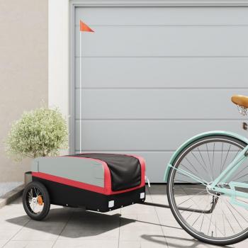 VidaXL Remorque de vélo noir et rouge 30 kg fer 94034