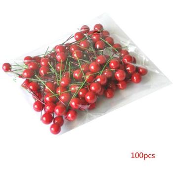 100pcs Artificial Red Berry Christmas Craft Supplies