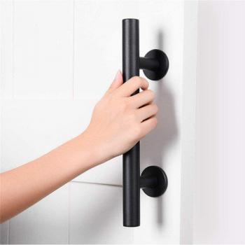 12 Carbon Steel Barn Door Handle with Wood Grip