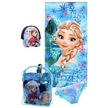Set mare zaino telo cappello costumino slip costume da bagno bimba Disney Frozen turchese 8A