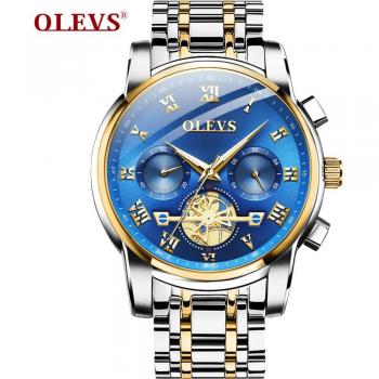 OLEVS Herren Armbanduhr Chronograph Quarz wasserdicht mit Edelstahlgurt