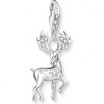 Thomas Sabo Silberner Charm-Anhänger mit Hirsch und Zirkonia-Dekor