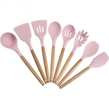 Set de 8 Ustensiles de Cuisine en Silicone Rose