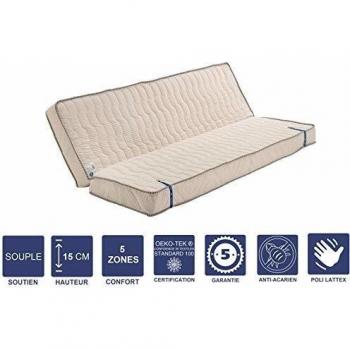 Matelas Clic Clac 120x190 x 15 cm – Dernière Génération, Latex Naturel, Face Hiver/Été