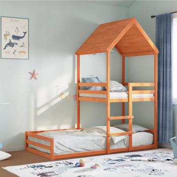HomeStyles Bunk Bed with Canopy, Sand Color, 90x190 cm, Pinewood Construction