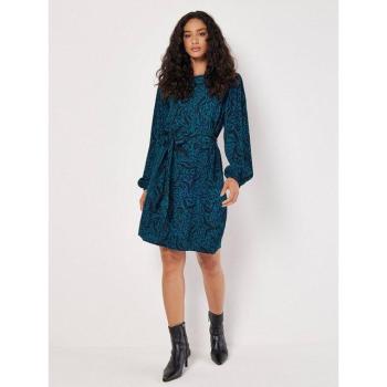 Women’s Teal Apricot Animal‑Print Mini Shift Dress – 14S