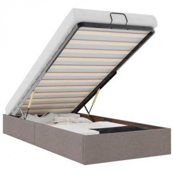 Lit ottoman en tissu taupe 100x200 cm sans matelas