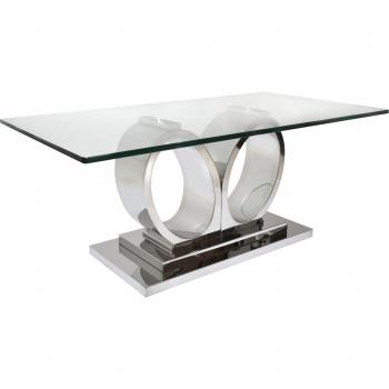 Esstisch Leonique Aspen, silberfarben, Glas