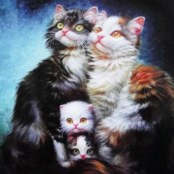 Kit de points de croix chats en famille 30x30CM