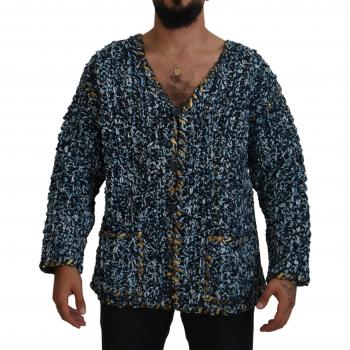 Blue Button Cardigan Fatto A Mano