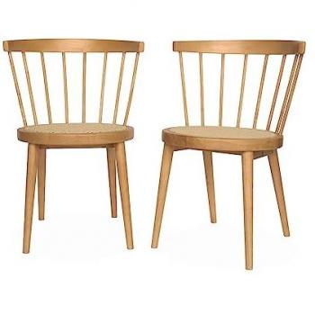 Lot de 2 chaises naturelles en bois et cannage Nora L 54 x P 54 x H 765cm