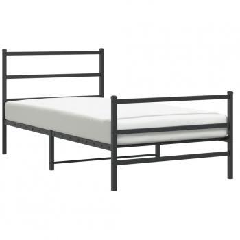 Giroletto Metallo Nero con Testiera e Pediera 100x200 cm