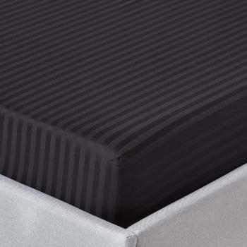 Black Egyptian Cotton Satin Stripe Fitted Sheet 330 TC