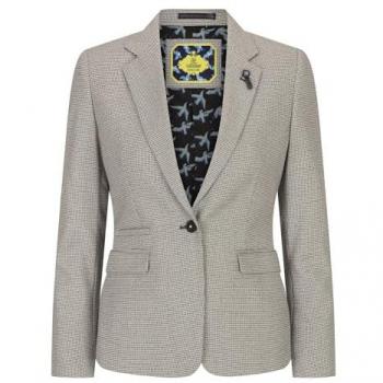 Women’s Tweed Tailored Fit Wool‑Blend Blazer in Beige