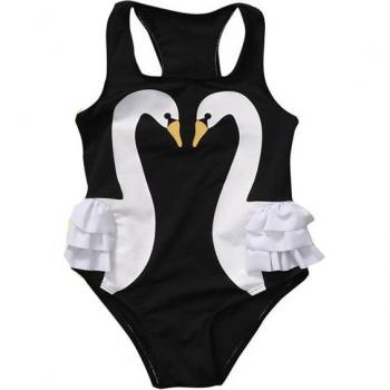 3D Swan Design Girls' Swimwear (Ages 2-7T)