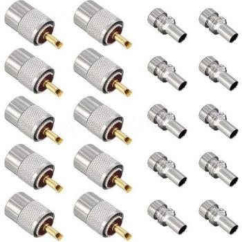 Réducteur UHF/PL‑259 compatible RG213 et RG59 – Ensemble de 10 unités