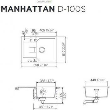 Manhattan D‑100S U Spüle – Schock Onyx‑Unterbau