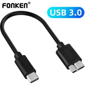 FONKEN Cable 1 m USB‑C a Micro‑B, velocidad 5 Gbps, compatible con discos duros externos