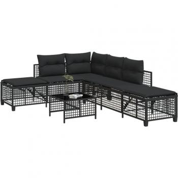VidaXL Gartenlounge 3-tlg. Set mit Kissen Schwarz Poly Rattan
