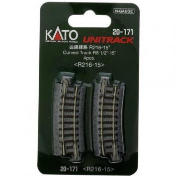 KATO K20-171 N Gleis gebogen R216 mm 15° 4 Stück
